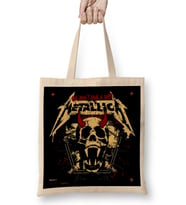 Metal Metallıca Bez Çanta Uzun Saplı