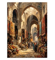 Halı Dükkanlı Kapalı Çarşı Koridoru Dekoratif Kanvas - Mdf Ahşap Tablo