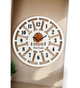 Odun Duvar Saati 40cm 001 (Beyaz)