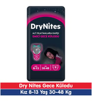 Huggies Drynites Kız 8-13 Yaş Emici Gece Külodu 30-48 Kg 9 Adet