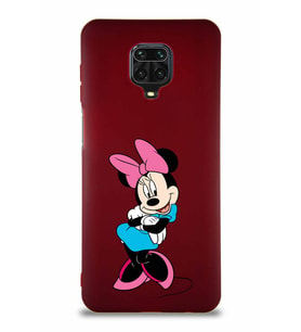 Xiaomi Redmi Note 9 Pro Soft Premier Kapak Minnie Mouse-D Tasarımlı Silikon Kılıf - Mürdüm (Şeffaf)