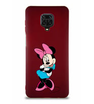 Xiaomi Redmi Note 9 Pro Soft Premier Kapak Minnie Mouse-D Tasarımlı Silikon Kılıf - Mürdüm (Şeffaf)
