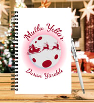 Yılbaşı İçin Kişiye Özel  Ahşap Defter Kalem Hediye Seti