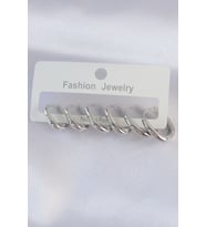 Pirinç Gümüş Renk Oval Küpe Seti TJ-BKP8999