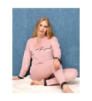 Fransız Kadife Kadın Pijama Takımı 1585-1 (Pembe)