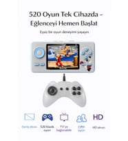 520 Oyunlu Taşınabilir Oyun Konsolu Şarjlı, TV Bağlantılı, Çift Kişilik Oynanabilir S5 GAMPED MAVİ