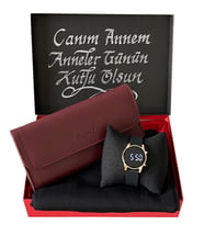 Kadın Siyah Dijital Kol Saati-Bordo Cüzdan-Penye Şal (Lacivert)