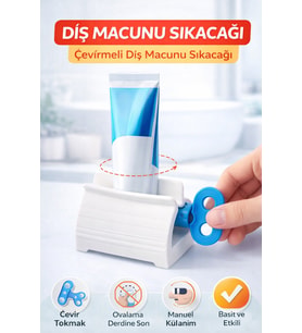Pratik Diş Macunu Sıkacağı Döner Mekanizmalı Tüp Sıkma Aparatı Tasarruflu Pratik Kullanım