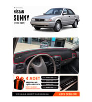 NİSSAN SUNNY (1990-1995) Uyumlu Torpido Örtüsü Torpido Kılıfı - Siyah Kırmızı