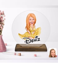 BK Gift Kişiye Özel Marilyn Monroe Karikatürlü Yuvarlak Ahşap Standlı Biblo-1