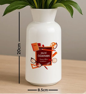 BK Gift Kişiye Özel Öğretmenler Günü Tasarımlı Seramik Vazo-14, Ev Hediyesi, Öğretmene Hediye