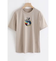 Unisex Nasa Baskılı T-shirt (Bej)