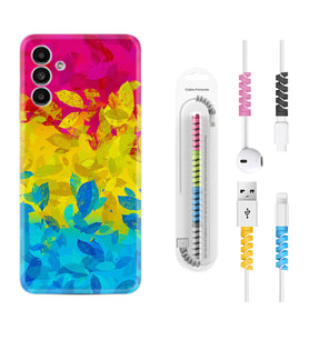 Samsung A23 A31 A32 A50 A51 A52 A53 A70 Kılıf Kablo Koruma Spiral Silikon Yapraklar 1634