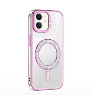 Apple iPhone 11 Uyumlu Kılıf Pırlanta Taş Tasarımlı M-safe Şarj Özellikli Zore Karetta Silikon Kapak (Rose Gold Altın)