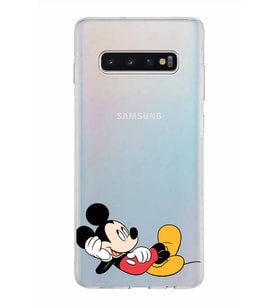 Samsung Galaxy S10 Plus Kapak Mickey Mouse Tasarımlı Şeffaf Silikon Kılıf