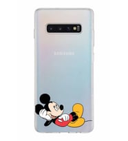 Samsung Galaxy S10 Plus Kapak Mickey Mouse Tasarımlı Şeffaf Silikon Kılıf