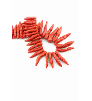 Çim Mercan Doğal Taş Parlak Kırmızı 10x50mm Dizi [AA]