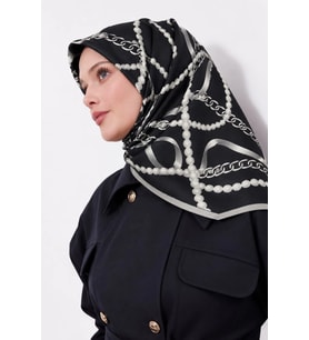 Lesscarves LS2208 Desenli Pamuk İpek Eşarp 90x90 cm