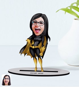 BK Gift Kişiye Özel Kadın Süper Kahraman Kahraman Karikatürlü Ahşap Biblo Model 3