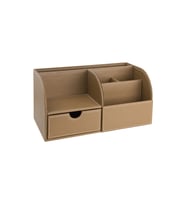 Masaüstü Düzenleyici,Kalemlik,Kumandalık,Küpbloknotluk,Tabletlik,Kitaplık,6 Gözlü,Çekmeceli,Desktop Organizer,Vegan,24,5*13*12 (Vizon)
