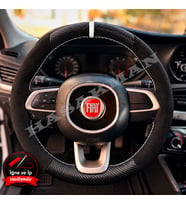 Fiat Fiorino Dikme Direksiyon Kılıfı Alcantara Süet Mat Karbon Beyaz Yüzük ve Dikiş 2017-2021