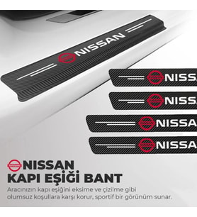 Nissan Logolu Karbon Kapı Eşiği Koruyucu Bant Folyo 4'lü Set
