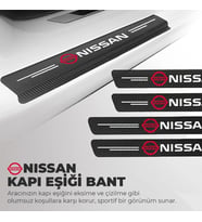 Nissan Logolu Karbon Kapı Eşiği Koruyucu Bant Folyo 4'lü Set