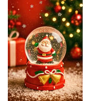 LED Işıklı 2026 Yılbaşı Kar Küresi – 9 cm Orta Boy Noel Baba Figürlü Dekoratif Süs 48