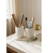 BANYO SETİ TEPSİLİ DİŞ FIRÇALIK, DİŞ MACUNLUK, MAKYAJ ORGANİZERİ
