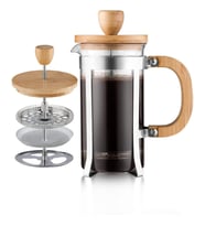 Ahşap Detaylı 600 ml Cam French Press