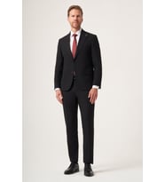Siyah Kırlangıç Yaka Tam Astar 6 Drop Slim Fit Esnek Takım Elbise 1001265162