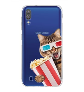PrintiFy Samsung Galaxy M10 ile Uyumlu Kedi 1 Kamera Korumalı Şeffaf Kılıf