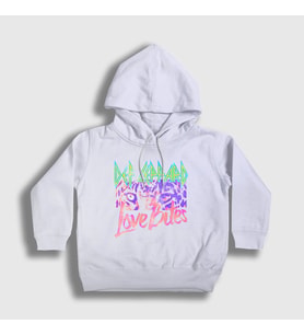 Presmono Unisex Çocuk Beyaz Love Bites Def Leppard Kapüşonlu Sweatshirt 550260tt