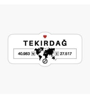 Tekirdağ Gps Harita Sticker Oto Araba Yapıştırma 17CM yazı 491