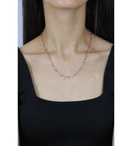 Taşlı Pullu Rose Gümüş Choker Kolye 7273