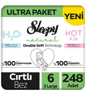 Sleepy 6 Beden Double Soft Natural Bebek Bezi Ultra Paket 62x4 248 Adet