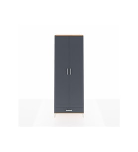 Arges Dolap 6 Raflı Tek Çekmeceli 2 Kapaklı 88x30x243 Çam-Antrasit