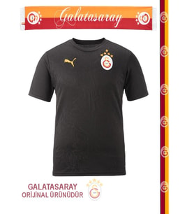 Galatasaray Lisanslı Puma A Takım Antrenman 5 Yıldız T-Shirt Şal Atkı Hediyeli (Siyah)