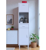Eliusta Avelin Kapaklı Mini/Midi Fırın Dolabı 35 cm Beyaz Çok Fonksiyonlu 35x163,4x32,5 cm Mutfak Dolabı