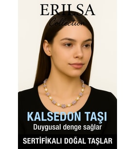 Sertifikalı Kırık Taşlı Model İnci - Kalsedon Taşı Kolye (Çok Renkli)