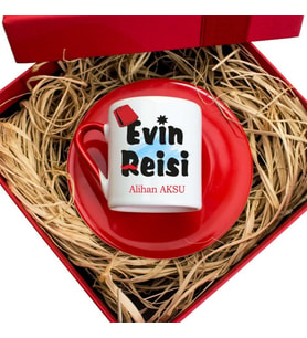 Kişiye Özel Hediyelik Türk Kahvesi Fincan Seti - Evin Reisi