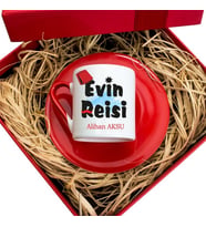Kişiye Özel Hediyelik Türk Kahvesi Fincan Seti - Evin Reisi