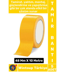 Uzun Ömürlü Su Nem Küfe Dayanıklı Çok Amaçlı SARI Montaj Onarım Tamir Bantı 48 Mm X 10 Metre 5 Adet