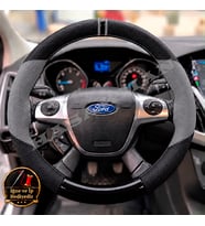 Ford Kuga Mk2 Dikme Direksiyon Kılıfı Delikli Deri Parlak Siyah Gri Detay Çift Yüzük ve Dikiş 2012-2019