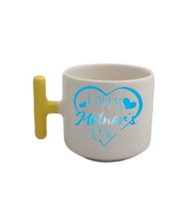 Happy Mother Days Mutlu Anneler Günü Tasarımlı Sarı T Kulp Fincan Modelleri