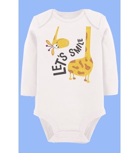 Organik Baskılı Pamuklu Unisex Bebek Body UZUNKOLE86