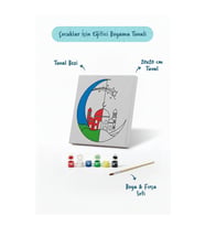Mavi Hilal İçinde Cami Şövalesiz Boya Seti 20x20