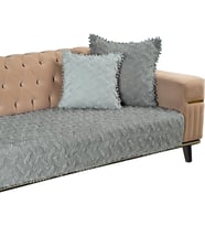 Bohem Ponponlu Koltuk Örtüsü 90x200 cm Sadece Oturma Alanı (1 Adet)- Gri