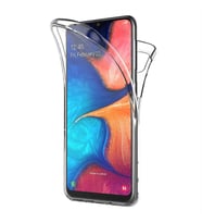 Samsung Galaxy A20 360 Derece Kılıf Silikon Şeffaf Ön Arka
