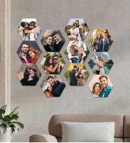 Kişiye Özel 12 Fotoğraflı Altıgen Mdf Tablo